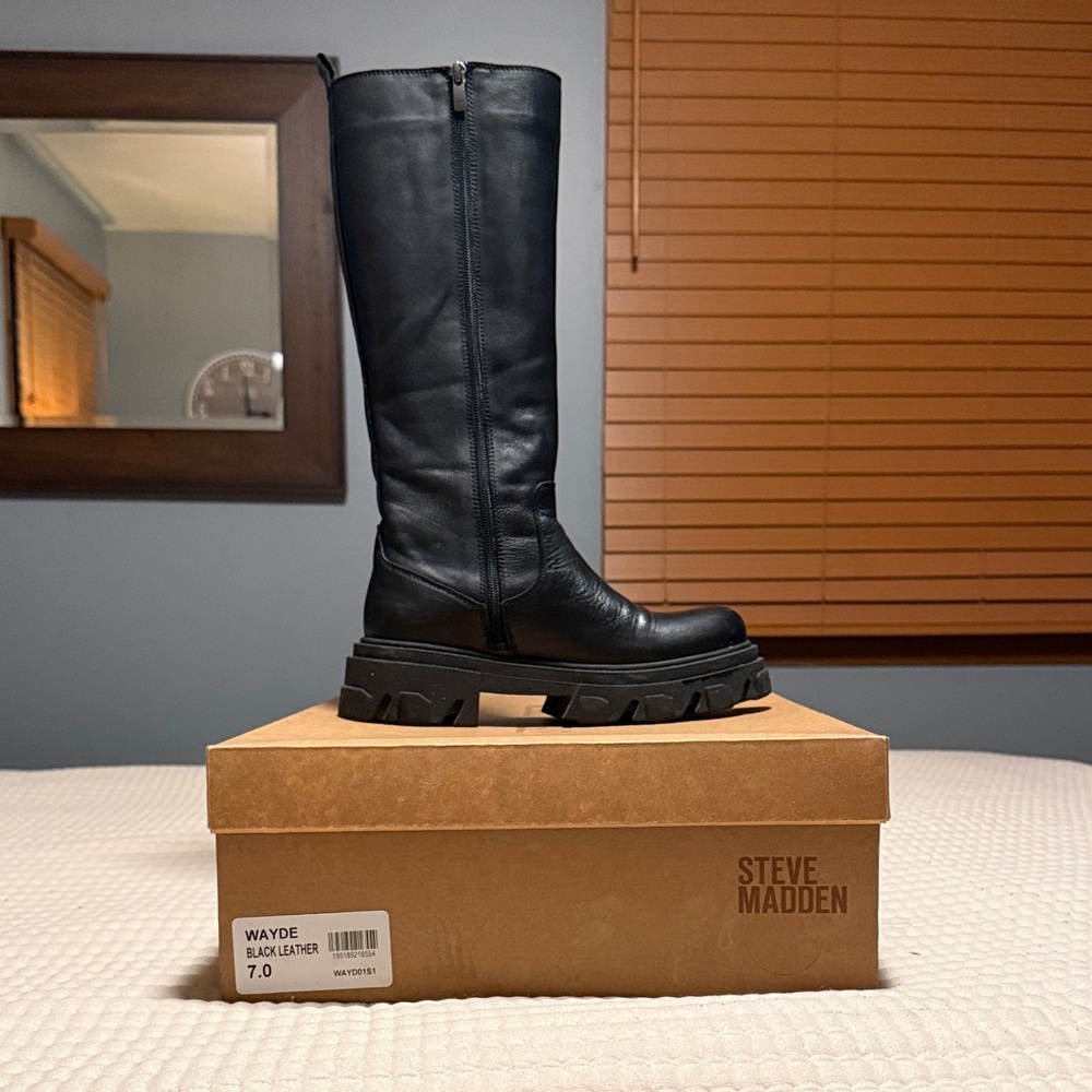 Steve Madden Black Knee-High Boots - Picture 4 of 7